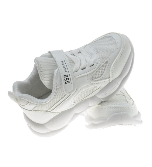 Białe dziewczęce półbuty z rzepem /A2-2 9408 S197/