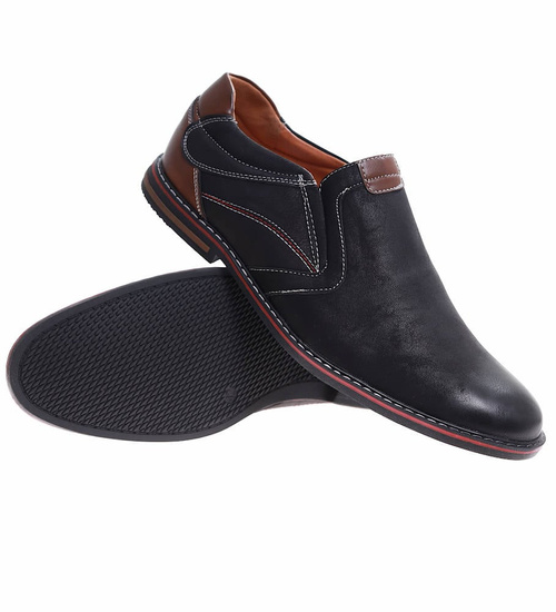 Czarne wsuwane męskie półbuty /E1-3 16946 S498/