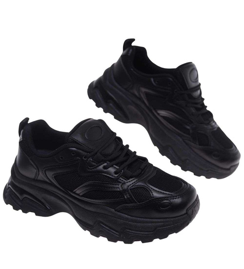Damskie buty sportowe czarne na platformie /B4-3 18657 S242/