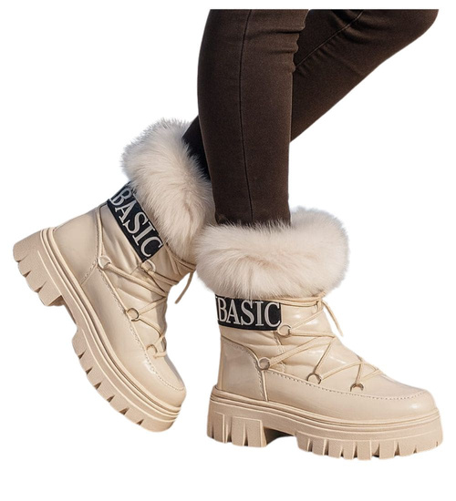 Ocieplane kozaki śniegowce eskimoski Beżowe /D9-1 18606 T388/