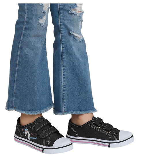 Czarne dziewczęce trampki na rzepy /E10-2 18112 200/