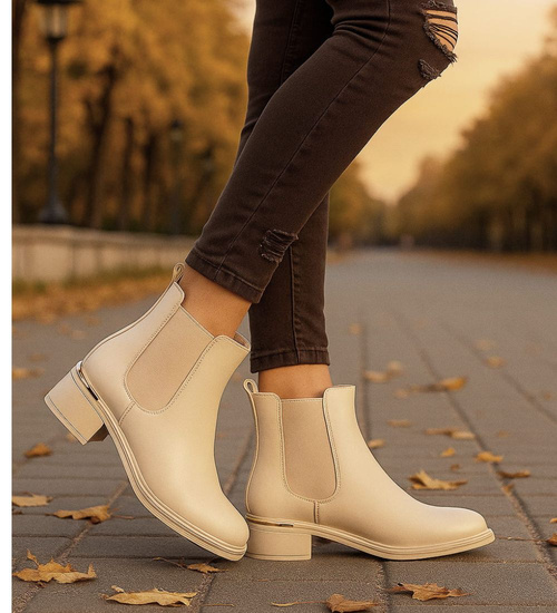 Beżowe botki sztyblety z ociepleniem /i6-4 18440 W280/