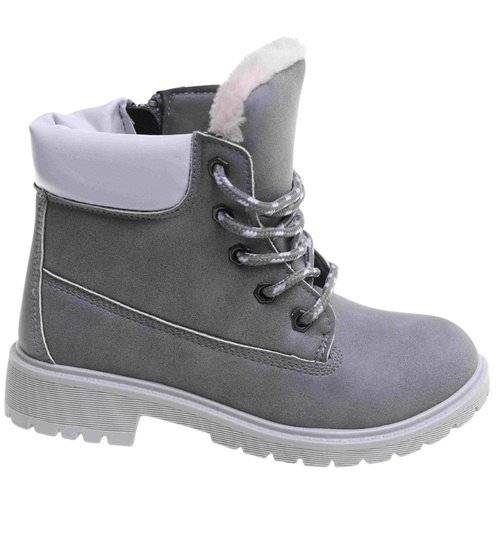 Szare dziewczęce trapery z futerkiem D5-2 18304 T295/