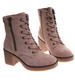 Damskie wiązane botki na obcasie Khaki /F2-1 18232 W431/