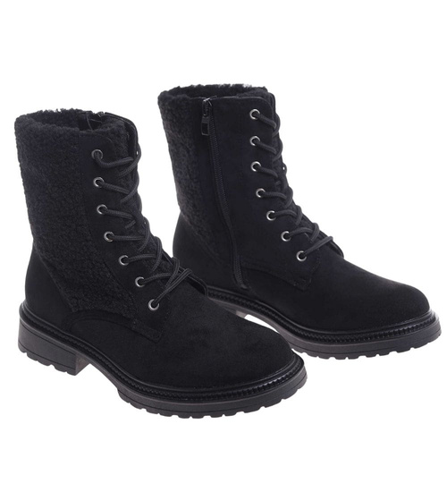 Zimowe botki trapery czarne /F3-2 18502 T440/