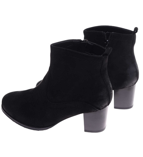 Klasyczne czarne botki damskie na obcasie /B4-2 18188 T399/