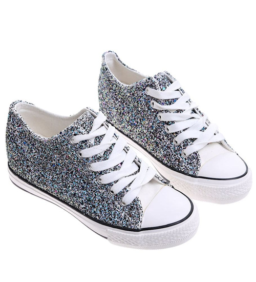 Czarne trampki sneakersy na niskim koturnie /J4-3 16613 T094/