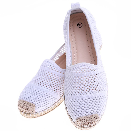 Białe ażurowe balerinki espadryle /G1-2 16468 T396/