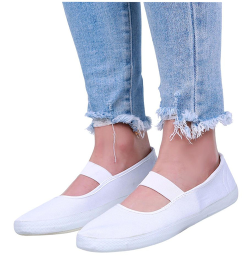 Baleriny tenisówki wsuwane białe czeszki /G6-1 15528 T4-3/