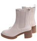 Beżowe botki damskie na grubym obcasie /J6-3 h2 18396 W3/
