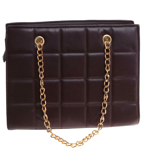 Brązowa torebka kuferek z łańcuszkiem i paskiem /H2 K28 TB672 G195/