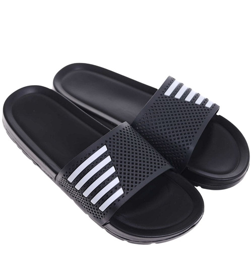 Czarne wodoodporne klapki męskie plażowe /A10-1 18371 T188/