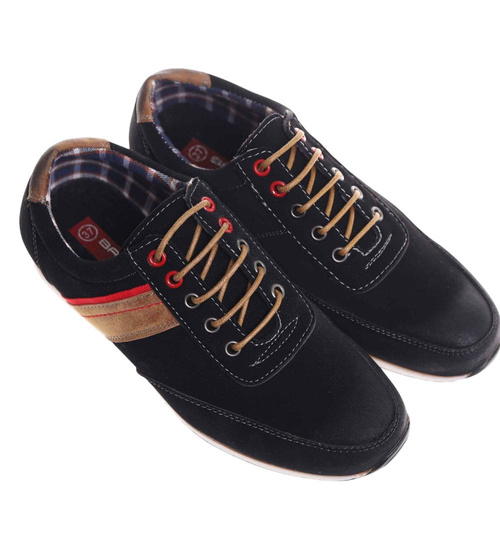 Wiązane czarne buty chłopięce /C3-3 18023 T383/