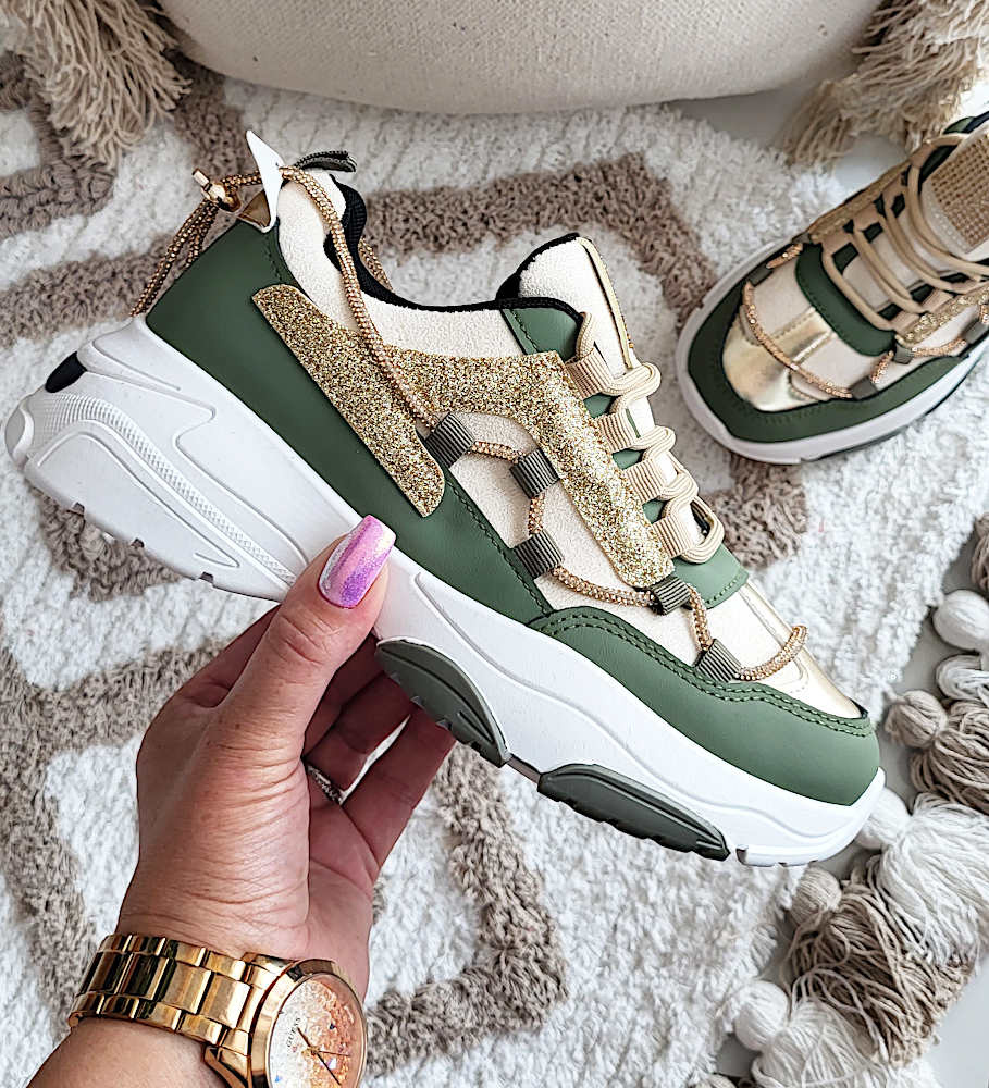 Zielone sportowe buty na platformie