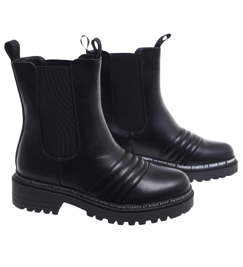 Czarne wysokie botki sztyblety na platformie /C1-1 18303 T3/