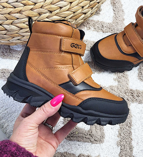 Camelowe chłopięce trapery ocieplane na rzepy /C7-3 15345 T549/