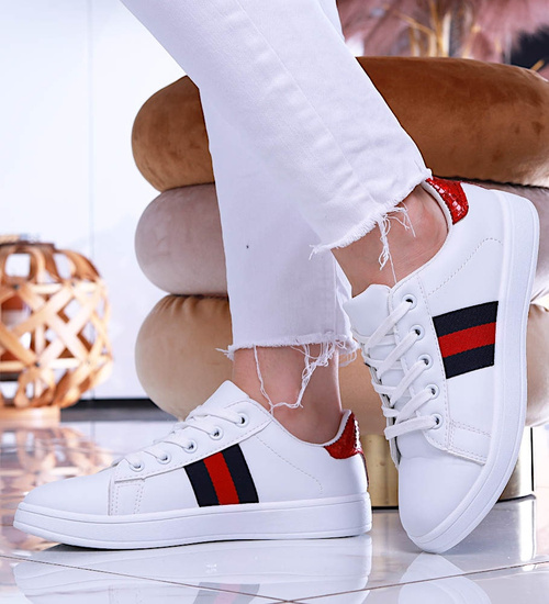 Wiązane białe trampki damskie /G13-3 14011 S291/