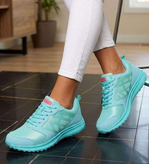 Wiązane damskie buty sportowe Zielone /G9-3 15135 T233/