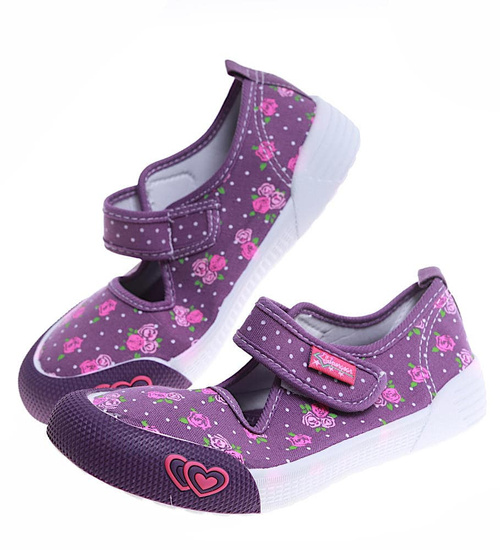 Dziewczęce wycięte fioletowe tenisówki z rzepem /F10-1 16888 T1-6/