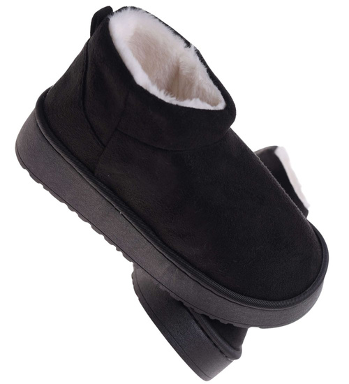 Kozaki śniegowce krótkie czarne ocieplane /D7-1 18349  T266/