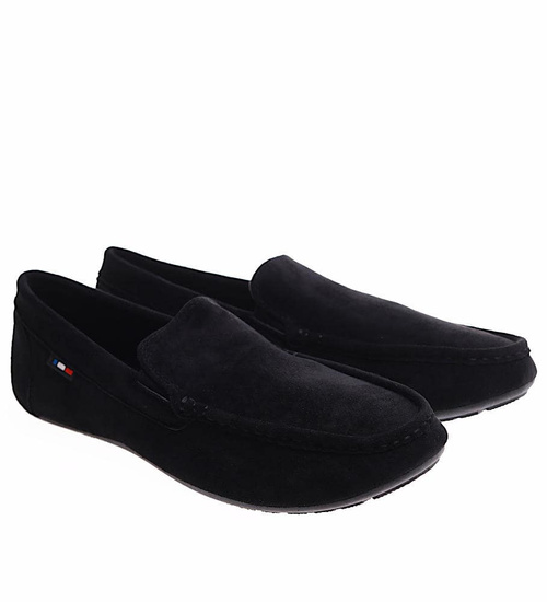 Czarne półbuty męskie wsuwane mokasyny /A5-2 16630 S398/