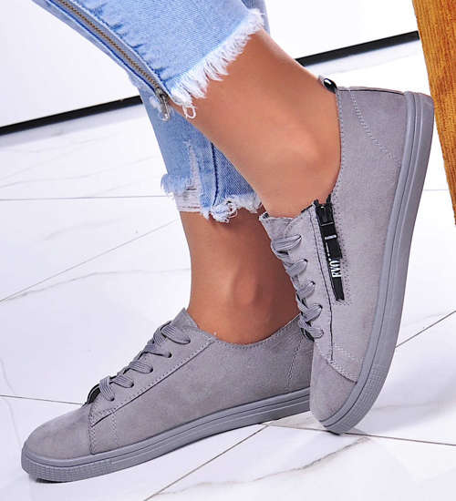 Sznurowane szare tenisówki /E9-3 11661 T296/ Sznurowane szare tenisówki /E9-3 11661 T296/