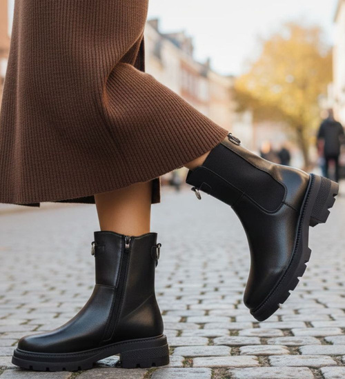 Czarne wysokie botki damskie sztyblety /K3-2 H2 18549 W18-45/