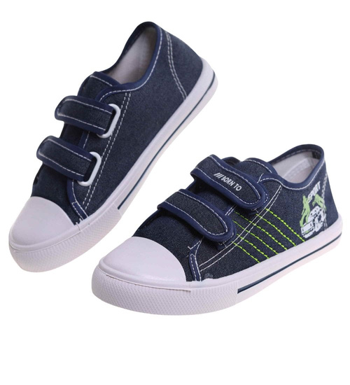 Granatowe tenisówki chłopięce na rzepy /C5-1 18031 T189/