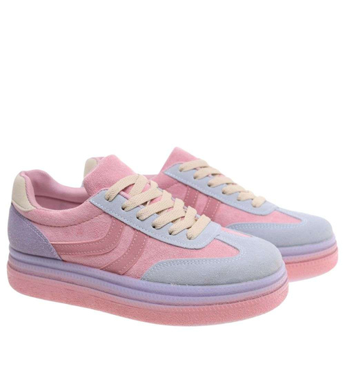 Różowe wiązane sneakersy buty sportowe /G3-3 18840 T682/