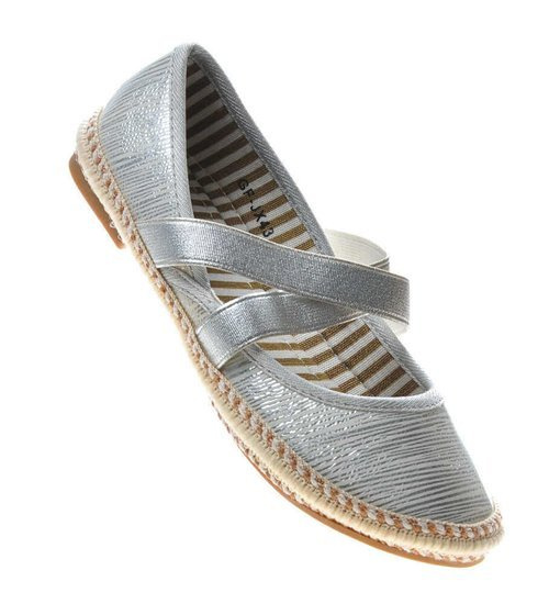 Balerinki dziewczęce wsuwane z gumką SILVER /G8-1 4890 GA097/