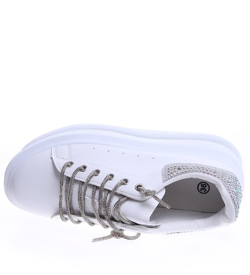 Białe wiosenne trampki damskie na platformie /A6-3 14622 T640/