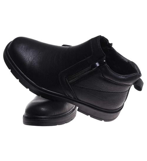 Czarne ocieplane botki męskie z suwakiem /D7-3 18454 T581/