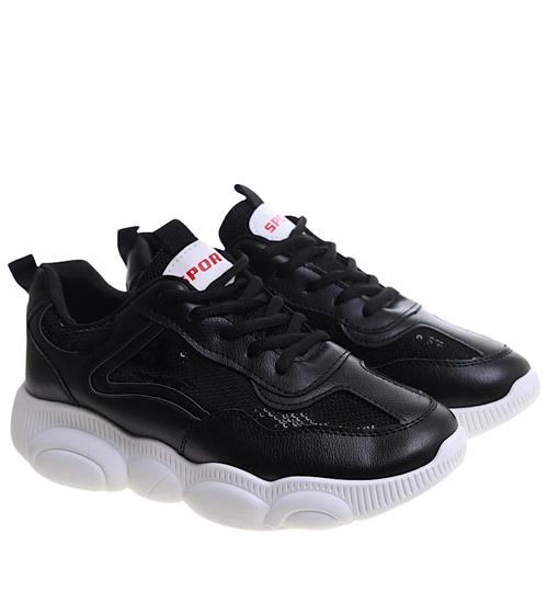 Sznurowane czarne buty sportowe /B1-3 11918 T198/
