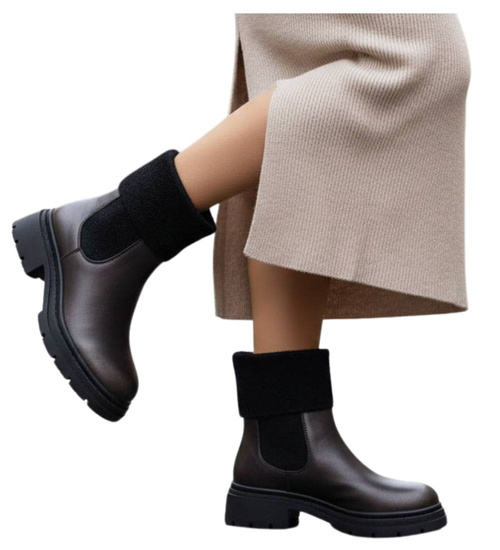 Grafitowe wsuwane botki zimowe /G3-1 18577 G381/