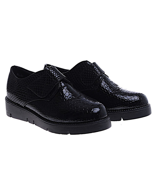 Czarne dziewczęce półbuty na rzep /D2-3 14936 T039/