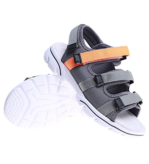 Szare sandały chłopięce na rzepy /E1-3 16018  T187/