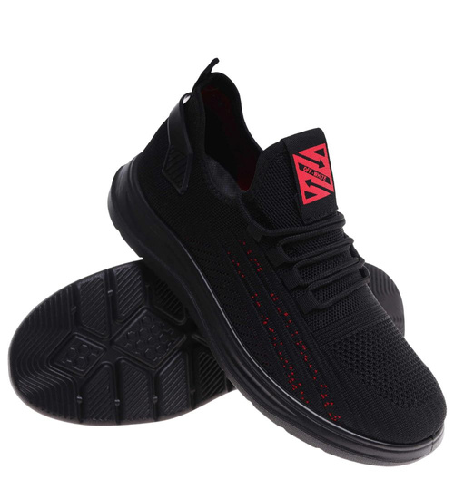 Wsuwane czarne sneakersy męskie /A9-3 18006 G389/