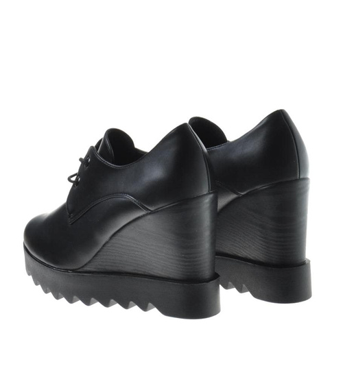 Damskie botki na koturnie Czarne /F8-3 9490 S233/