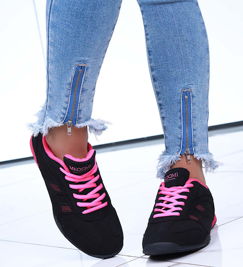 Sznurowane czarno fuksjowe buty sportowe /C1-3 H2 14992 S149/