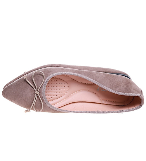 Baleriny damskie z kokardką Khaki /B3-2 16004 T181/