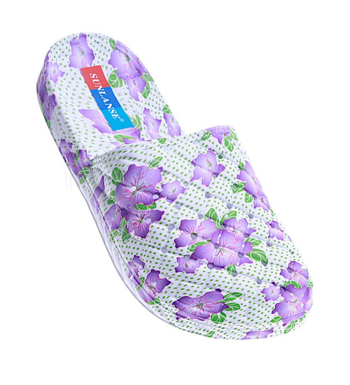 Fioletowo białe damskie klapki na basen /G13-1 14163 S009/