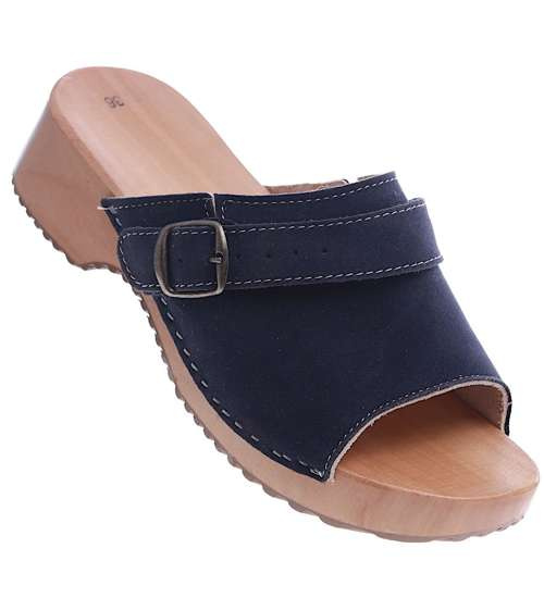 Drewniaki chodaki trepy klapki GRANATOWE /F6-1 1882 S493/