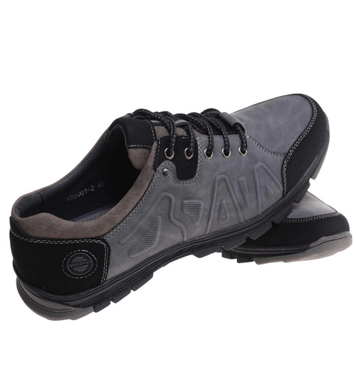 Szare sznurowane obuwie trekkingowe /A5-3 18033 T386/