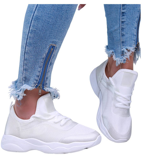 Wsuwane damskie buty sportowe Ecru /A8-1 16029 T284/