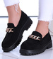 Czarne półbuty loafersy na niskiej platfomie /C7-2 14873 T485/