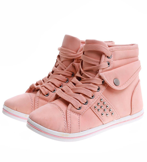 Dziewczęce trampki z wysoką cholewką Różowe /G4-1 7952 S192/