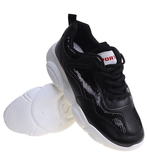 Sznurowane czarne buty sportowe /B1-3 11918 T198/