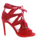 Damskie czerwone sandały na obcasie /G11-3 13399 T393/