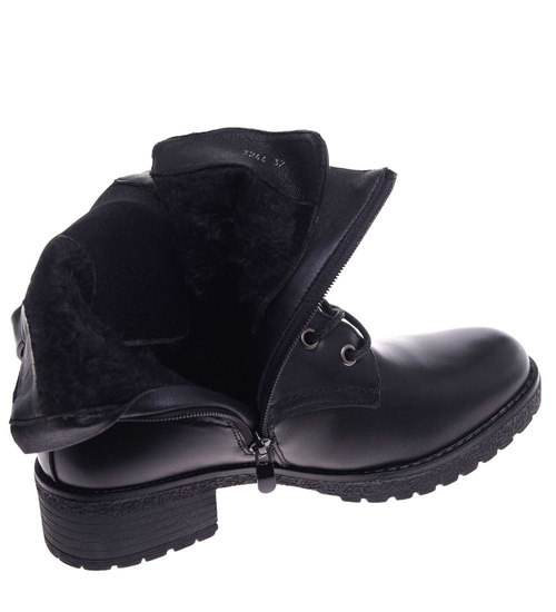 Czarne botki trapery damskie /E4-3 18271 W485/