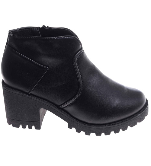 Damskie botki na obcasie w kolorze czarnym /E10-3 9881 S195 +H2/